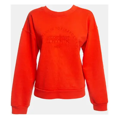 Victoria Victoria Beckham Orange Logo Embroidered Cotton Sweatshirt