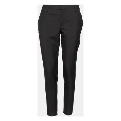 Saint Laurent Black Wool Zipped Hem Detailed Tapered Pants