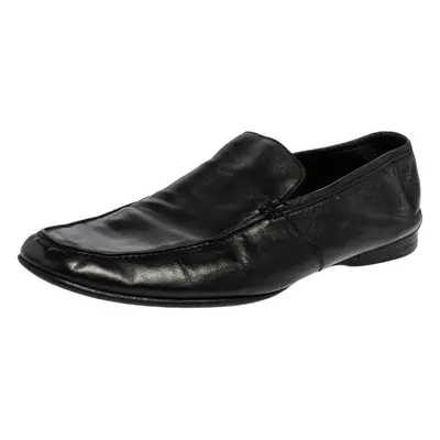 Ermenegildo Zegna Black Leather Slip On Loafers Size 43.5