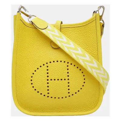 HERMES Evelyn TPM Crossbody Shoulder Bag Taurillon Clemence Jaune Naple