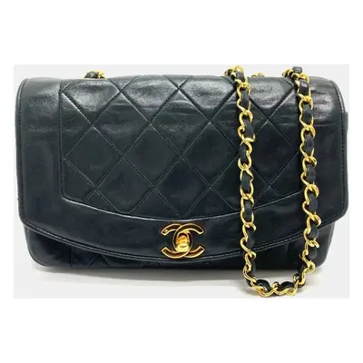 Chanel Black Leather Quilted Vintage Diana Flap Shoulder Bag