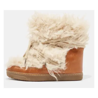 Isabel Marant Brown Leather and Fur Ankle Boots Size