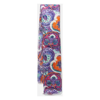 Etro Purple Paisley Print Linen Scarf