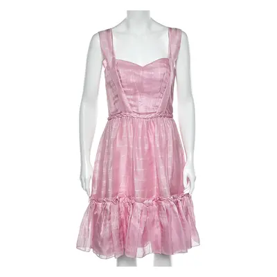 Oscar de la Renta Pink Silk Sleeveless Flared Mini Dress