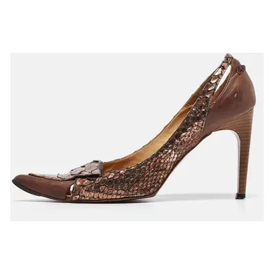 Chloe Metallic Python Leather Pointed Toe Pumps Size