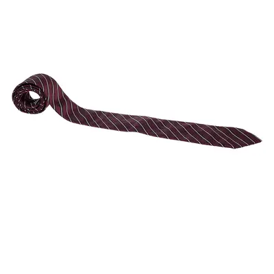 Boss By Hugo Boss Maroon Diagonal Striped Silk Tie