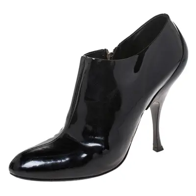 Miu Miu Black Patent Leather Zip Booties Size