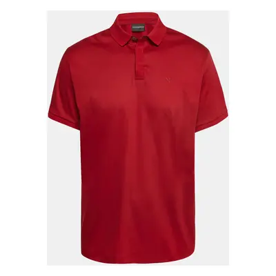 Emporio Armani Red Cotton Knit Polo T-Shirt