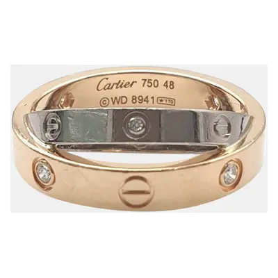 Cartier 18K White Gold, Rose Gold and Diamond Half Love Band Ring EU