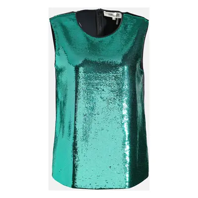 Diane von Furstenberg Green Sequined Tank Top P