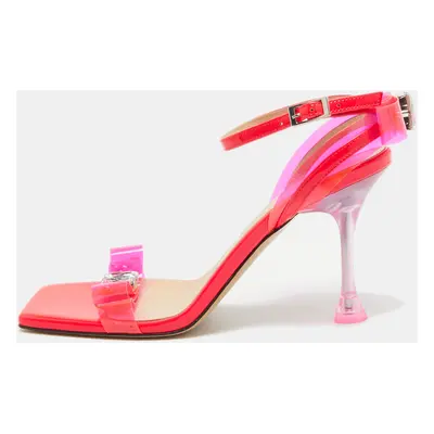 Mach & Mach Neon Pink PVC and Patent Leather French Bow Sandals Size