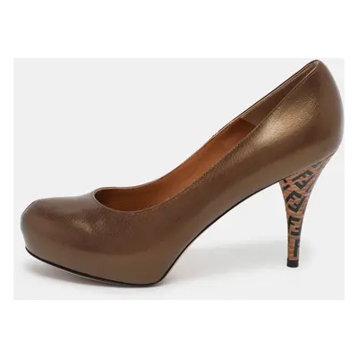 Fendi Metallic Brown Leather Platform Pumps Size