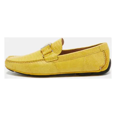 Salvatore Ferragamo Yellow Lizard Sardegna Loafers Size