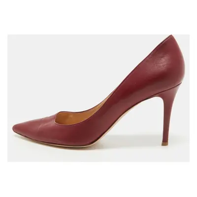 Gianvito Rossi Burgundy Leather Pointed Toe Pumps Size