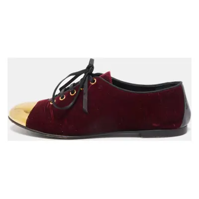 Giuseppe Zanotti Burgundy Velvet Lace Up Loafers Size