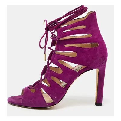 Jimmy Choo Purple Suede Hitch Ankle Tie Sandals Size