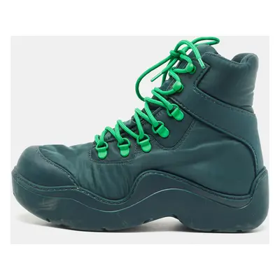 Bottega Veneta Green Nylon Puddle Bomber Lace-Up Boots Size