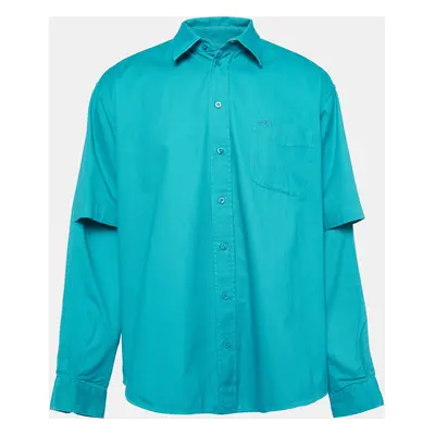 Balenciaga Teal Green Cotton Oversized Shirt