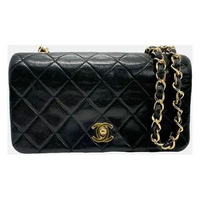 Chanel Black Calf Leather Flap Bag Shoulder Bag