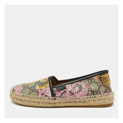 Gucci Multicolor Bengal Tiger Print GG Supreme Canvas Pilar Espadrille Flats Size