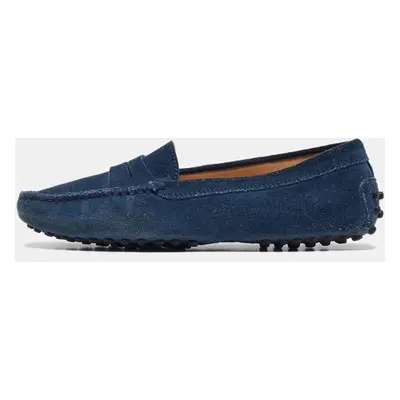 Tod's Blue Suede Gommino Penny Loafers Size