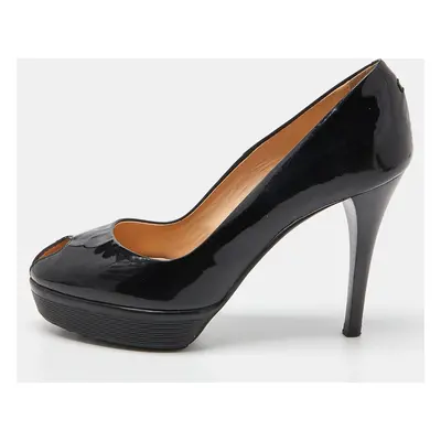 Tod's Black Patent Leather Peep Toe Pumps Size