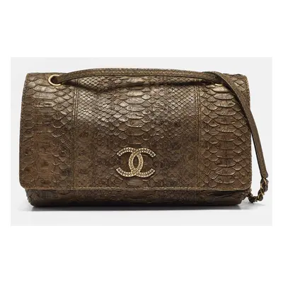 Chanel Olive Green Python Paris-Byzance Flap Bag