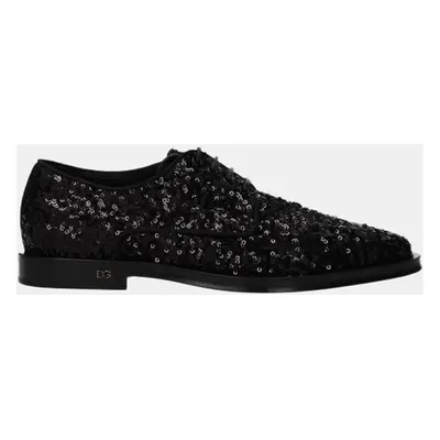 Dolce & Gabbana Black Sequin Derby Shoes Size US