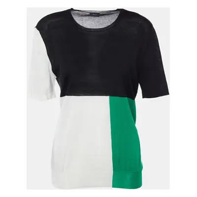 Joseph Color Block Cotton Knit Lightweight Sweater