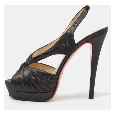 Christian Louboutin Black Shimmery Fabric Fortuna Sandals Size 37.5