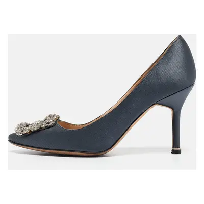 Manolo Blahnik Grey Satin Hangisi Pumps Size