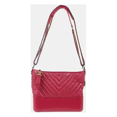 Chanel Pink Calfskin Medium Gabrielle Chevron Shoulder Bag