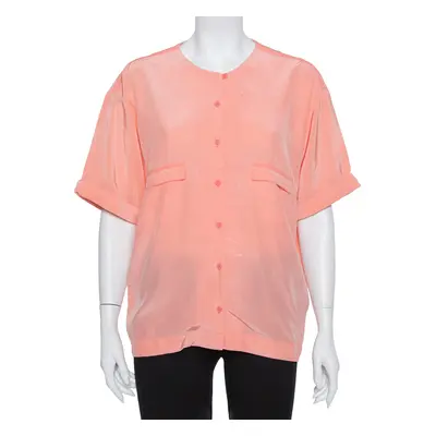 Diane Von Furstenberg Pink Silk Pocket Detail Oversized Dana Top