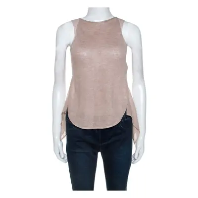 Emporio Armani Dusky Pink Silk Insert Crochet Knit Top