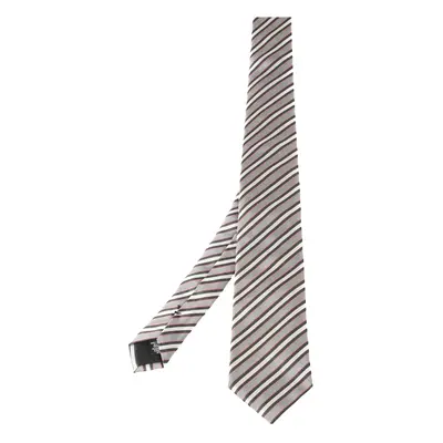 Boss By Hugo Boss White Diagonal Striped Silk Tie