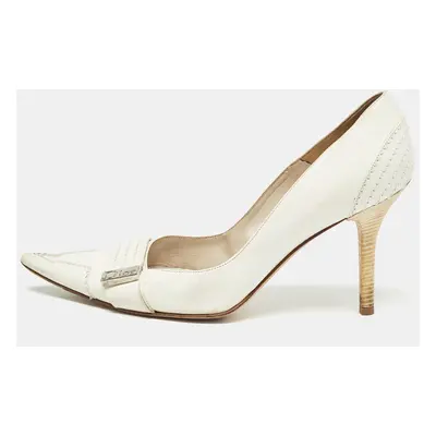 Dior White Leather Pointed Toe Pumps Size 38.5