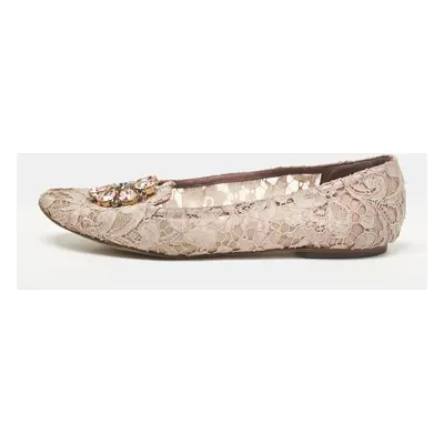 Dolce & Gabbana Light Purple Lace Taormina Smoking Slippers Size