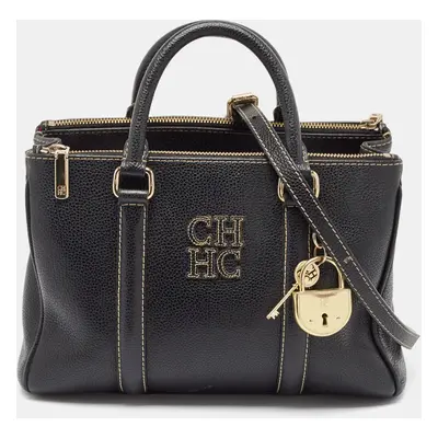 Carolina Herrera Dark Blue Leather Matteo Tote