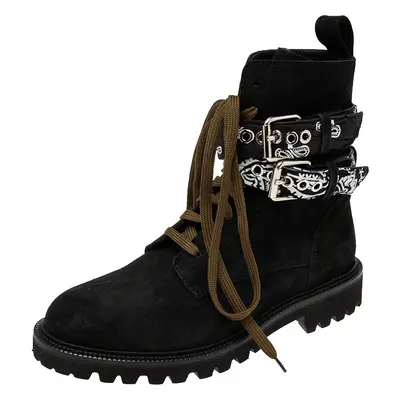 Amiri Black Suede Bandana Buckle Combat Boots Size