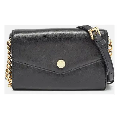 Michael Kors Black Leather Mini Envelope Crossbody Bag