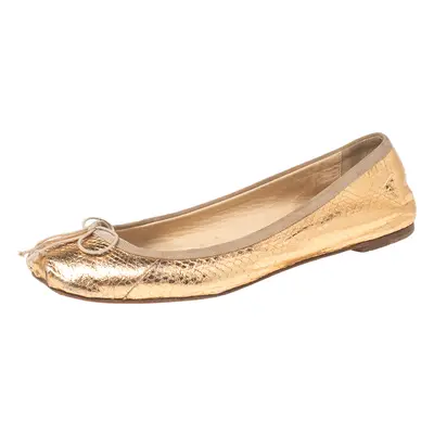 Christian Louboutin Gold Python Embossed Leather Ballet Flats Size