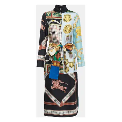 Burberry Multicolor Printed Silk Belted Shirt Dress