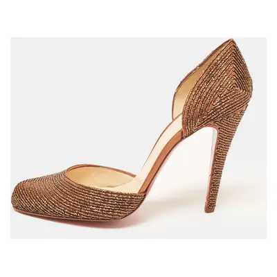 Christian Louboutin Brown Embellished Satin Labyrinth Pumps Size