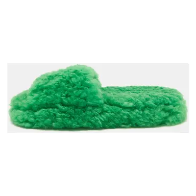 Bottega Veneta Green Fur Flat Sandals Size