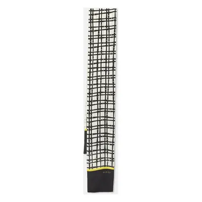 Gucci Monochrome Check Print Silk Narrow Stole