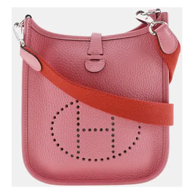 HERMES Evelyne TPM Shoulder Bag Amazon Taurillon Clemence Rose Azalea Made in France Pink/Red Y 