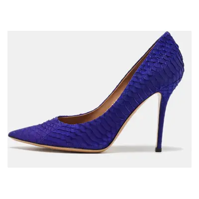 Salvatore Ferragamo Indigo Purple Python Pointed Toe Pumps Size