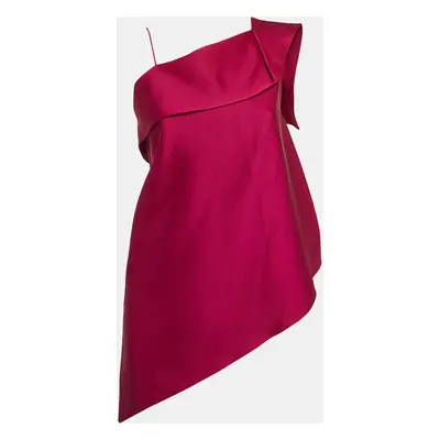 Roland Mouret Purple Crepe Asymmetrical Hem One Shoulder Top