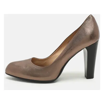 Tod's Metallic Leather Block Heel Pumps Size