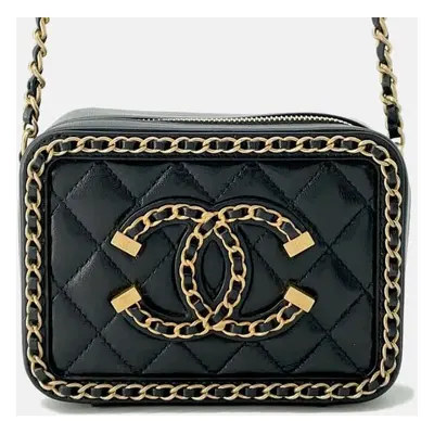 Chanel Black Lambskin CC Filigree Mini Chain Shoulder bag